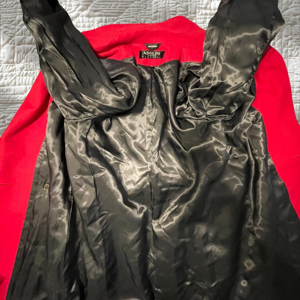 ADOLFO CLASSICS Vintage 90s Red 100% Wool Double Breasted Long Coat 8P Ukraine - Picture 10 of 12
